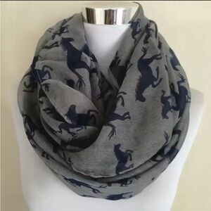 Running horse animal print cotton infinity warm  scarf shawl